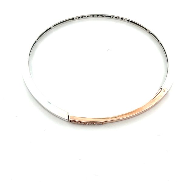 925 Sterling Silver and 14K Rose Gold Mined Diamond Pave Hinged Cuff Bracelet Image 2 The Ring Austin Round Rock, TX