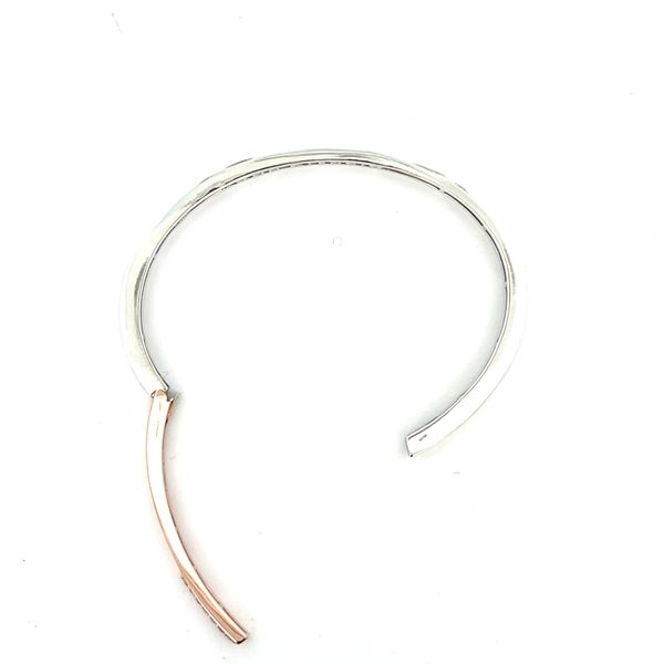 925 Sterling Silver and 14K Rose Gold Mined Diamond Pave Hinged Cuff Bracelet Image 3 The Ring Austin Round Rock, TX