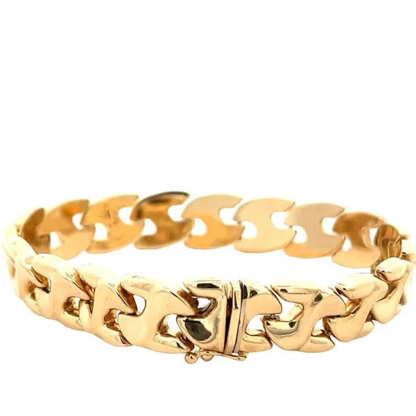 14K YG Hollow Fancy Bracelet with Box Clasp 7'' Image 2 The Ring Austin Round Rock, TX