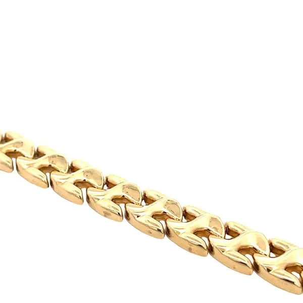 14K YG Hollow Fancy Bracelet with Box Clasp 7'' Image 3 The Ring Austin Round Rock, TX