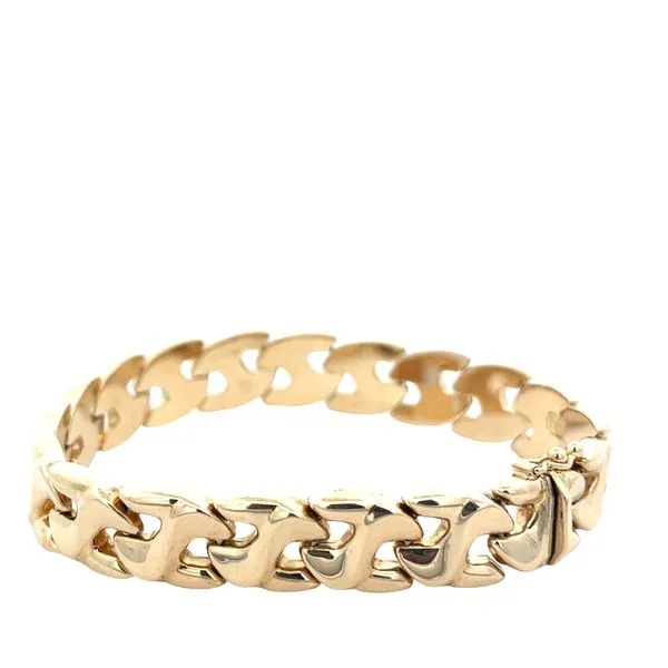 14K YG Hollow Fancy Bracelet with Box Clasp 7'' The Ring Austin Round Rock, TX