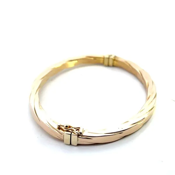 14K Yellow Gold Hollow Hinge Cuff Bracelet With figure 8 Clasp 6'' Image 2 The Ring Austin Round Rock, TX