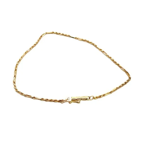 14K YG Rope Chain With Hammered Texture Links In-between Bracelet With Box Clasp The Ring Austin Round Rock, TX