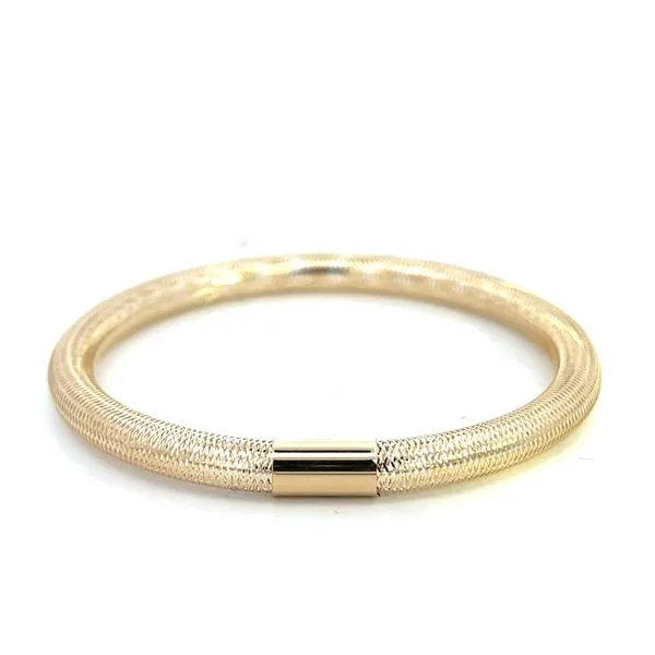 14K Italian Yellow Gold 6mm Round Woven Hollow Stretch Bracelet 6''-7.50'' Image 2 The Ring Austin Round Rock, TX