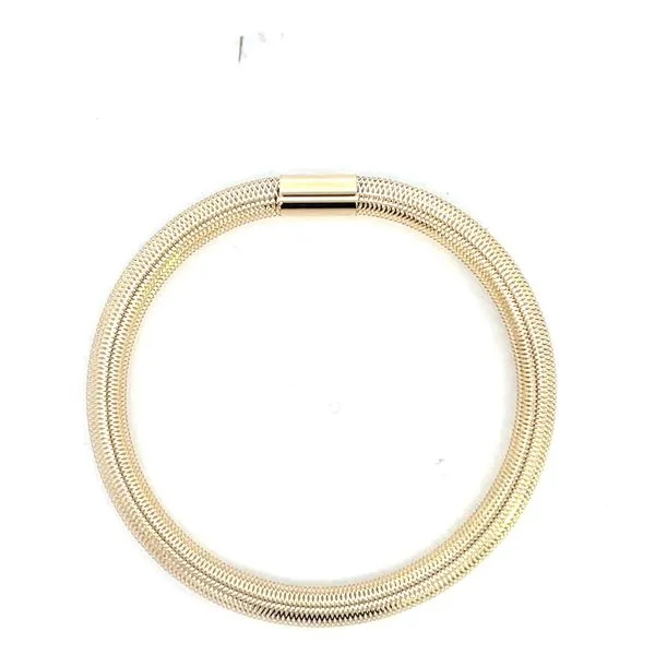 14K Italian Yellow Gold 6mm Round Woven Hollow Stretch Bracelet 6''-7.50'' Image 3 The Ring Austin Round Rock, TX