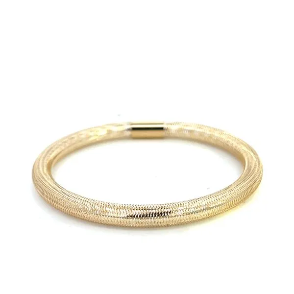 14K Italian Yellow Gold 6mm Round Woven Hollow Stretch Bracelet 6''-7.50'' The Ring Austin Round Rock, TX