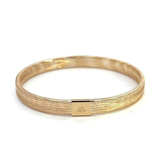 14K Italian Yellow Gold 6mm Wide Woven Hollow Stretch Bracelet 5''- 7.50'' The Ring Austin Round Rock, TX