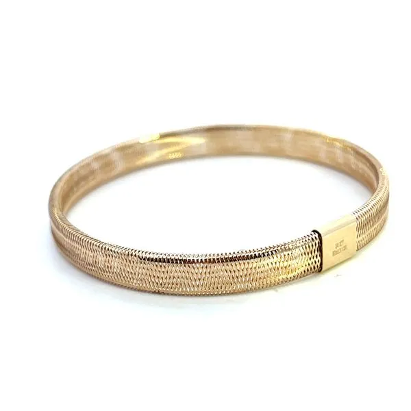 14K Italian Yellow Gold 6mm Wide Woven Hollow Stretch Bracelet 5''- 7.50'' Image 3 The Ring Austin Round Rock, TX