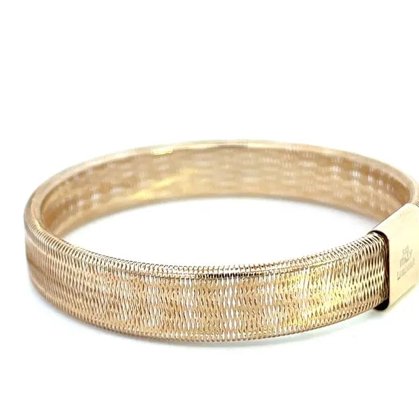 14K Italian Yellow Gold 8.50mm Wide Woven Hollow Stretch Bracelet 6''- 7.50'' The Ring Austin Round Rock, TX