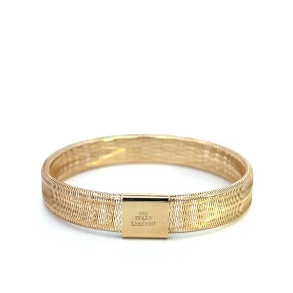14K Italian Yellow Gold 8.50mm Wide Woven Hollow Stretch Bracelet 6''- 7.50'' Image 2 The Ring Austin Round Rock, TX