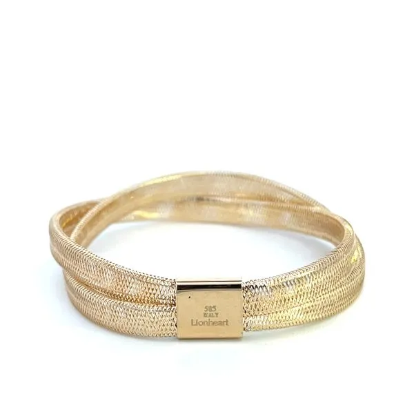 14K Italian Yellow Gold 6mm Double Wide Woven Hollow Stretch Bracelet 5''- 7.50'' Image 2 The Ring Austin Round Rock, TX