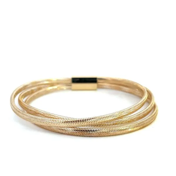 14K Italian Yellow Gold 3mm Triple Wide Woven Hollow Stretch Bracelet 5''- 7.50'' The Ring Austin Round Rock, TX