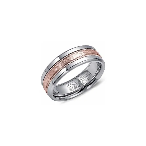 Cobalt Ring with Hammered Rose Gold Center The Ring Austin Round Rock, TX