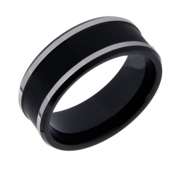 Black Tungsten Mens Band with Matte Center and High Polish Finish The Ring Austin Round Rock, TX
