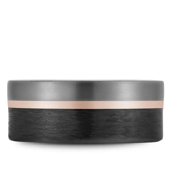 14K/Forged Carbon Fiber/Tantalum Grey/Rose/Black High Polished Center And Sandpaper Edges 9mm Image 2 The Ring Austin Round Rock, TX