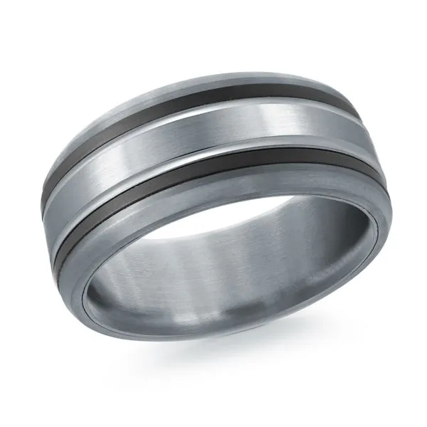 Grey Tantalum Inside/Outer Edges With Matte Black Lines And 14K WG Matte Center Wedding Band The Ring Austin Round Rock, TX