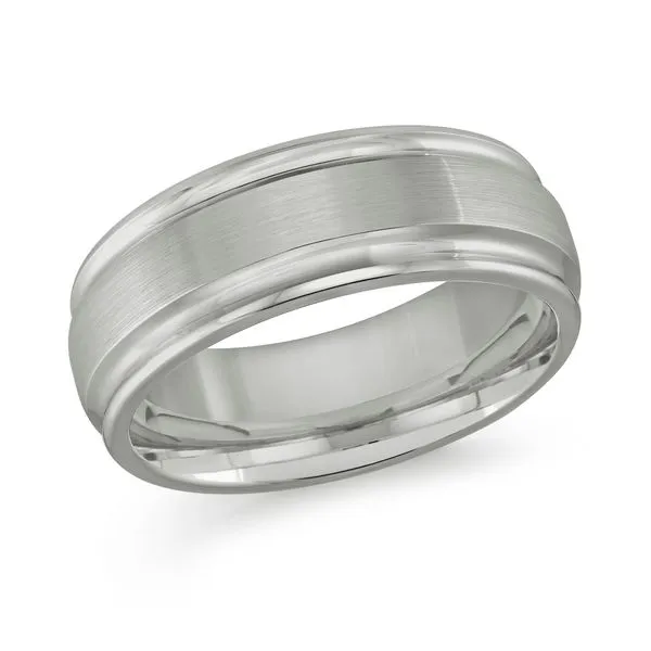 Grey Polished Tungsten Inside/Outer Grooved Edges With Matte Center Stripe Wedding Band Ring Size 9.5 The Ring Austin Round Rock, TX