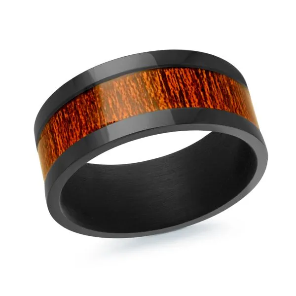 Black Tantalum Inside/Outside Polished Edges With Barrell Wood Grain Center Flat Wedding Band Width 9mm Ring Size 10Black Tantalum Inside/Outside Poli The Ring Austin Round Rock, TX