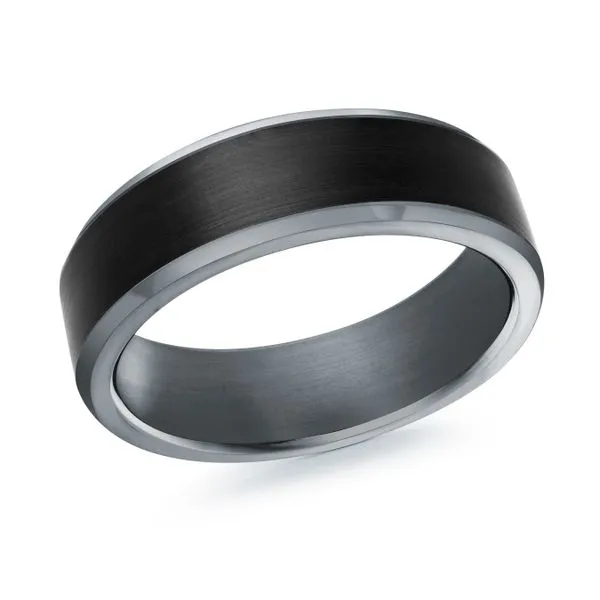 Grey Tantalum Inside/Outside Polished Beveled Edges With Black Matte Center Wedding Band The Ring Austin Round Rock, TX