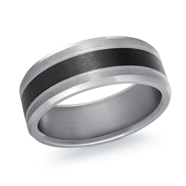 Grey Tantalum Inside/Outside Polished Beveled Edges With Black Matte Center And Polished Edges Wedding Band The Ring Austin Round Rock, TX