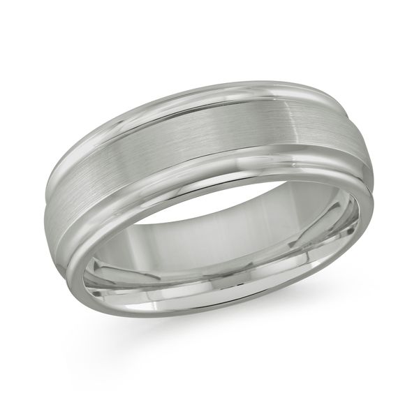 Grey Polished Tungsten Inside/Outer Grooved Edges With Matte Center Stripe Wedding Band Width 8mm Ring Size 11 The Ring Austin Round Rock, TX