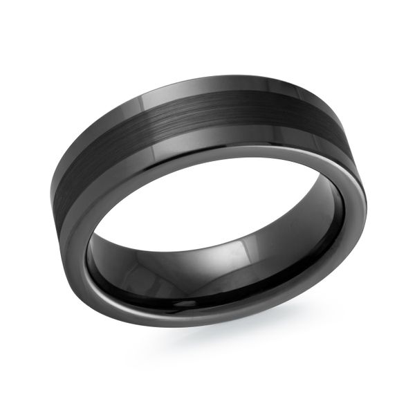 Polished Black Tungsten Inside/Outer Edges With Matte Stripe Center Wedding Band Ring Size 10 The Ring Austin Round Rock, TX
