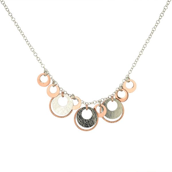 SS Rose Gold Plated Deidra Circle Drop Necklace The Ring Austin Round Rock, TX