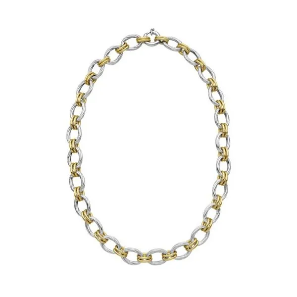 925 Silver & 18K Yellow Gold Cable Double Link Necklace 18'' The Ring Austin Round Rock, TX