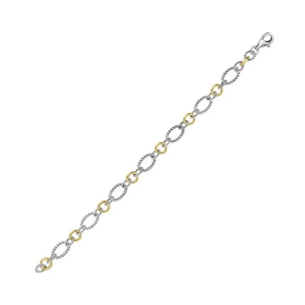 925 Silver & 18K Yellow Gold Cable Link Necklace 18'' Image 2 The Ring Austin Round Rock, TX