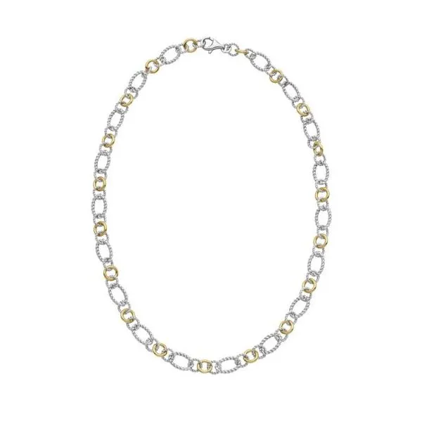 925 Silver & 18K Yellow Gold Cable Link Necklace 18'' The Ring Austin Round Rock, TX