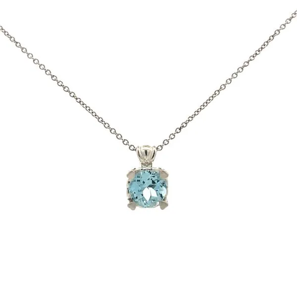 7mm 925 Sterling Silver Round Aquamarine Gemstone Heart Pendant Necklace The Ring Austin Round Rock, TX