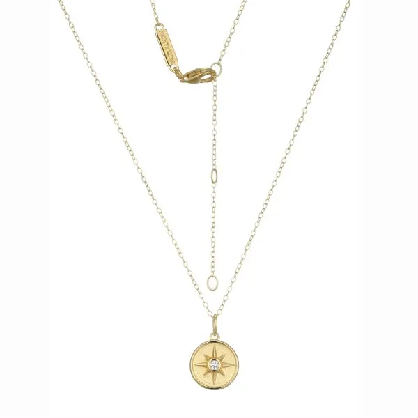 1/20CW 925 14K YG Plated Sterling Silver North Star Medallion Lab-Created Diamond Pendant Necklace The Ring Austin Round Rock, TX
