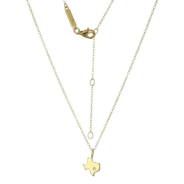 1/10CTW 925 14K YG Plated Sterling Silver Texas State Lab-Created Diamond Pendant Necklace The Ring Austin Round Rock, TX