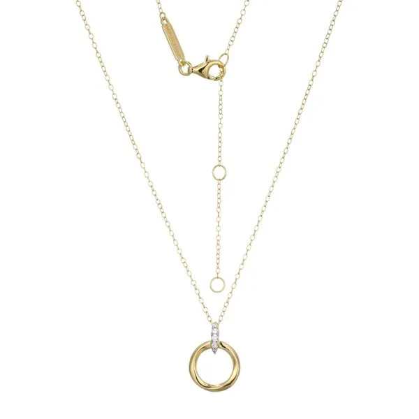1/20CTW 925 14K YG Plated & Rhodium Knife Edge Circle Link Lab-Created Diamond Pendant Necklace The Ring Austin Round Rock, TX