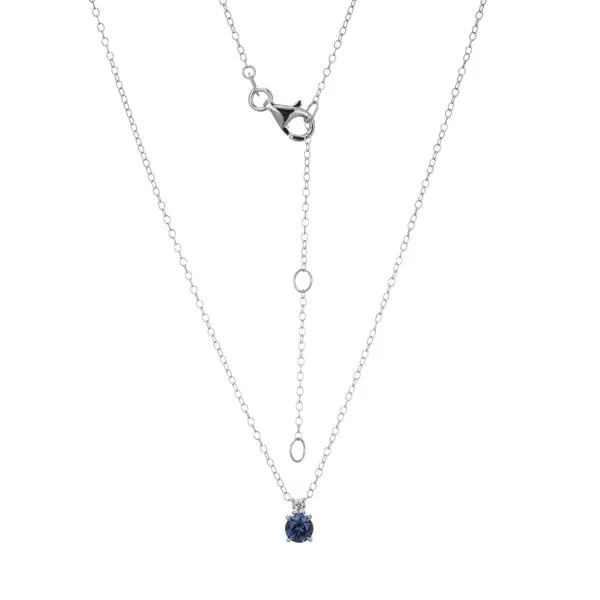 1/10CTW 925 Rhodium-Plated Sterling Silver Lab-Created Sapphire & Diamond Pendant Necklace The Ring Austin Round Rock, TX