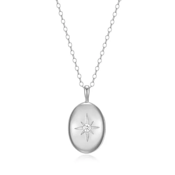 1/20CTW 925 Rhodium-Plated Sterling Silver North Star Locket Lab-Created Diamond Pendant Necklace The Ring Austin Round Rock, TX