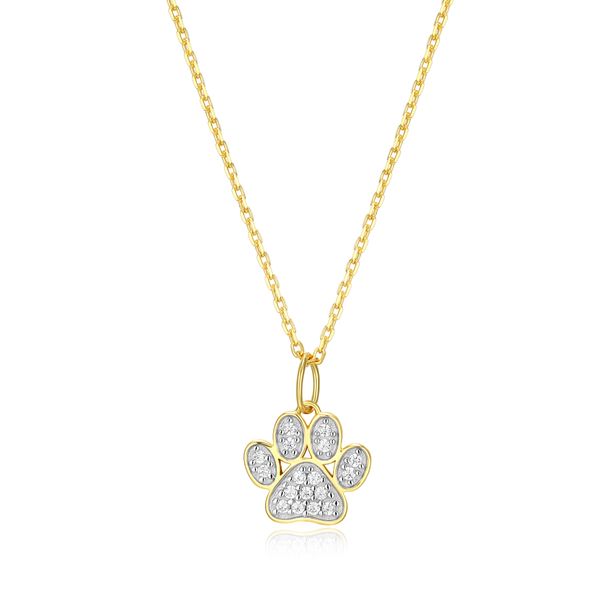 1/10CTW 925 14K YG Plated Sterling Silver Lab Grown Diamond Paw Print Pendant Necklace Lobster Clasp Closure Length: 16 Inches + 2-Inch Extender GH,SI The Ring Austin Round Rock, TX