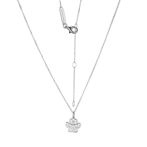 1/10CTW 925 Rhodium-Plated Sterling Silver Paw Print Pendant Necklace The Ring Austin Round Rock, TX