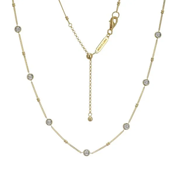 1/6CTW 925 14K YG Plated Sterling Silver Bezel Station Lab-Created Diamond Beaded Bolo Necklace The Ring Austin Round Rock, TX