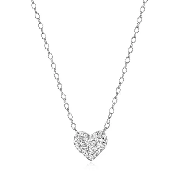 1/10CTW 925 Rhodium-Plated Sterling Silver Pave Lab Grown Diamond Heart Necklace The Ring Austin Round Rock, TX