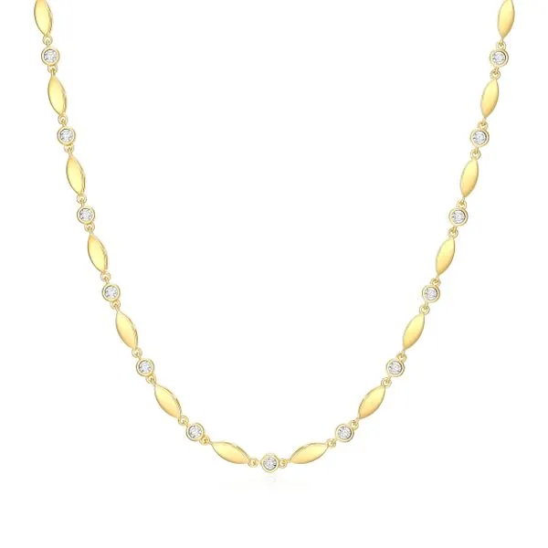 1/5CTW 925 14K YG Plated Sterling Silver Marquise & Bezel Set Lab-Created Diamond Line Necklace The Ring Austin Round Rock, TX