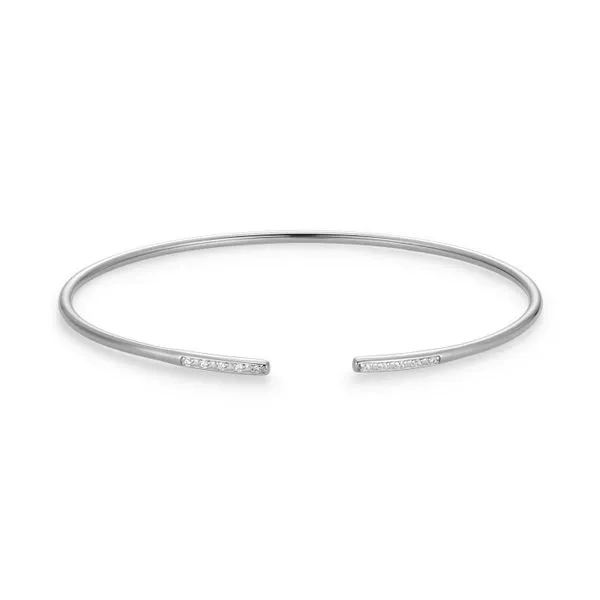 1/20CTW 925  Rhodium-Plated Sterling Silver Pave Minimalist Lab Grown Diamond Flex cuff Bracelet The Ring Austin Round Rock, TX