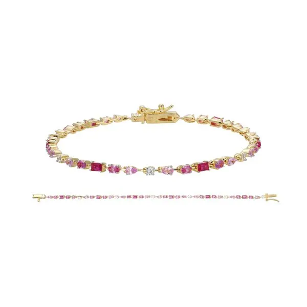 2 3/8CTW 925 14K YG Plated Sterling Silver Multi-Cut Lab Grown Diamond,Sapphire,Ruby Gemstone Line Tennis Bracelet The Ring Austin Round Rock, TX
