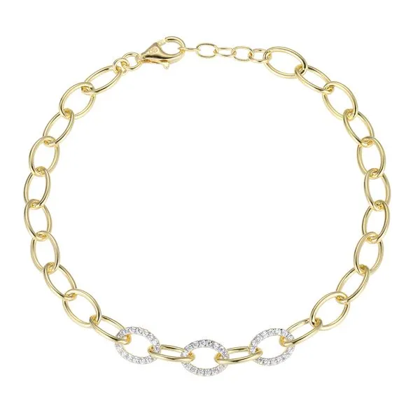 1/4CTW 925 14K YG Plated Sterling Silver  Pave Oval Link Bracelet The Ring Austin Round Rock, TX