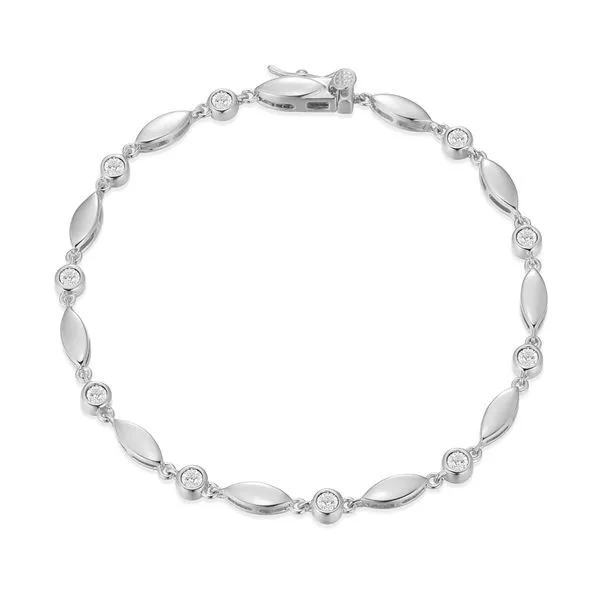 1/10CTW 925  Rhodium-Plated Sterling Silver Marquise & Bezel Set Lab-Created Diamond Line Bracelet The Ring Austin Round Rock, TX