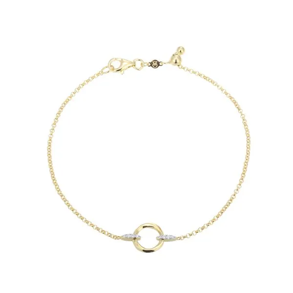 1/20CTW 925 14K YG Plated & Rhodium-Plated Sterling Silver Knife Edge Circle Link Lab-Created Diamond Bolo Bracelet The Ring Austin Round Rock, TX