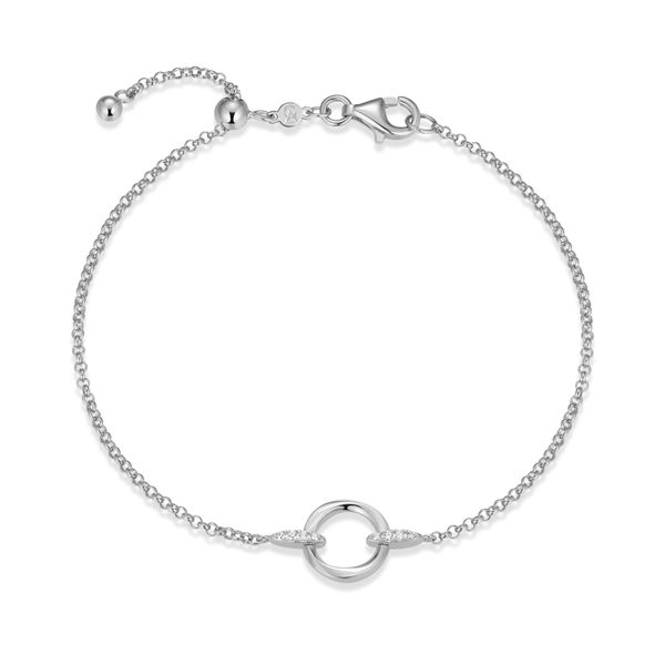 1/20CTW 925 Sterling Silver Knife Edge Circle Link Lab Grown Diamond Bolo Bracelet Lobster Clasp Closure with Adjustable Bolo Slider 7.75'' GH,SI The Ring Austin Round Rock, TX