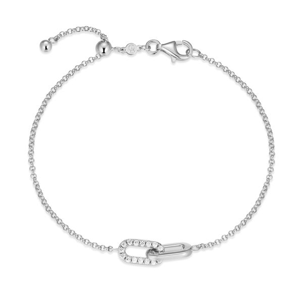1/6CTW 925 Rhodium-Plated Sterling Silver Twin Paperclip Pendant Lab-Created Diamond Bolo Bracelet The Ring Austin Round Rock, TX