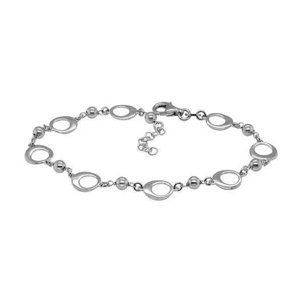 925 Sterling Silver Open Round Link Bracelet Alternating Small And Large With Lobster Clasp 7-8'' The Ring Austin Round Rock, TX