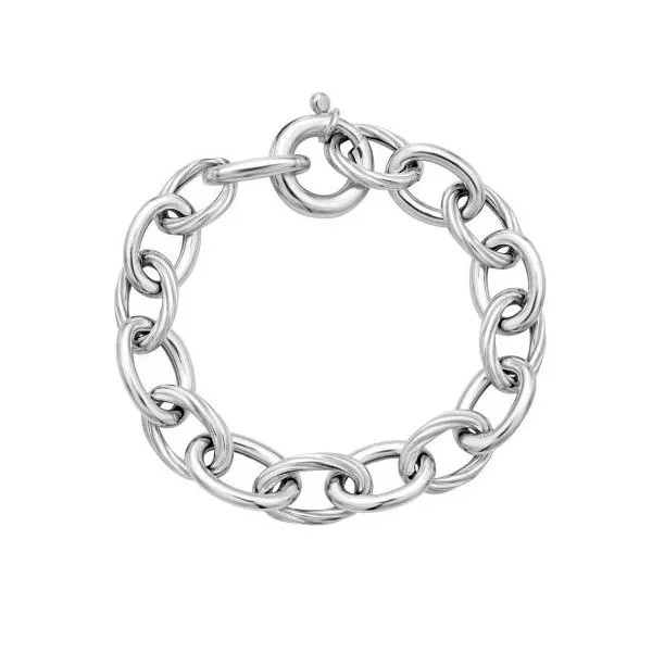925 Silver Cable & Polished Link Bracelet 7.5'' The Ring Austin Round Rock, TX